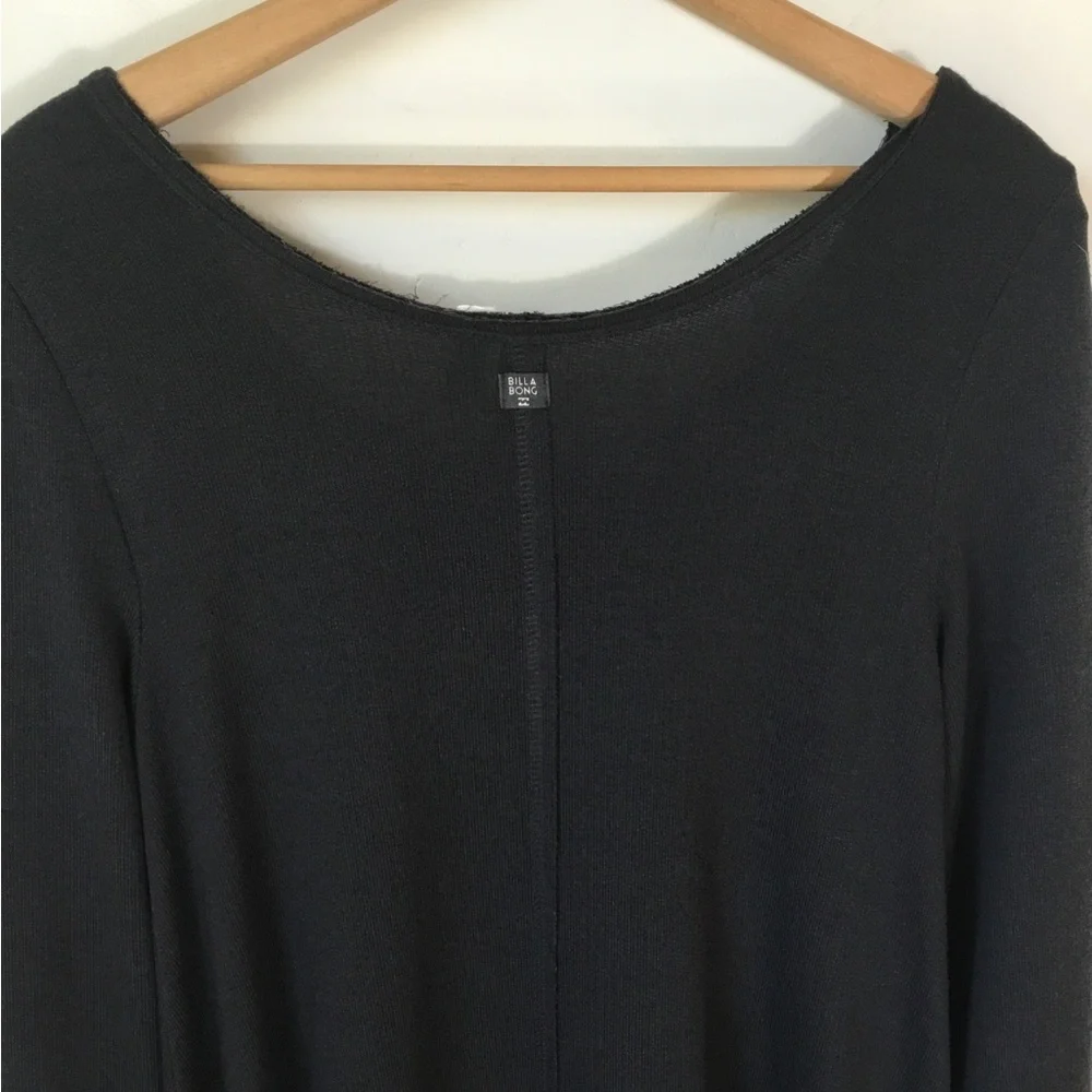 Billabong Scoop Neck‎ Black French Terry Long Sleeve Dress